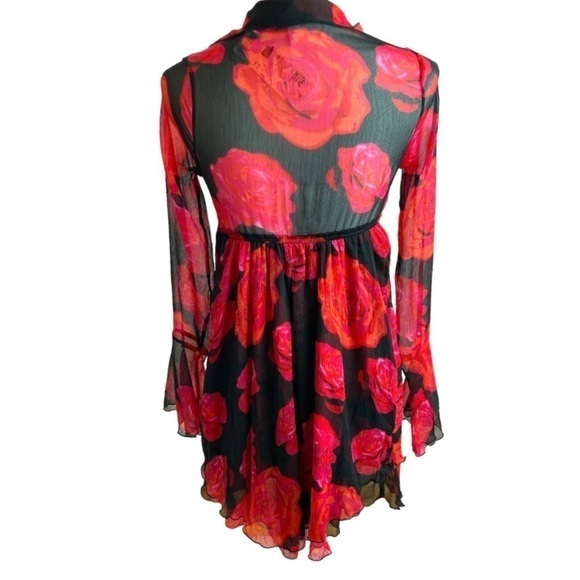 URBAN OUTFITTERS KIKI ROSES TIE FRONT MINI DRESS **NWT** - Picture 7 of 15